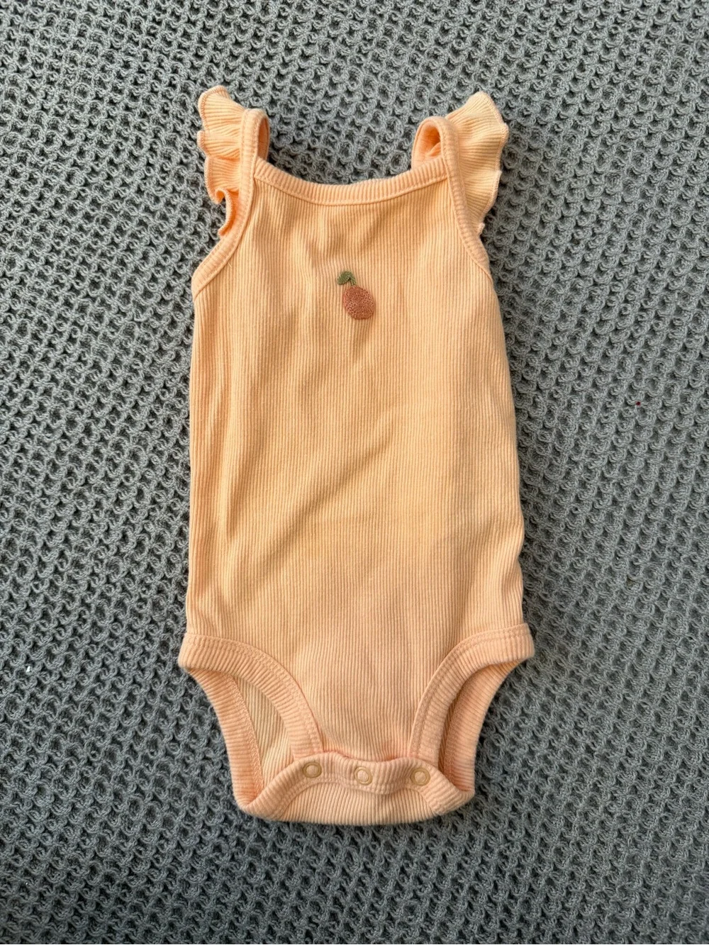 Carters + Burts Bees Baby Girl Bundle  0-3mo, Peach + Light Blue Outfits